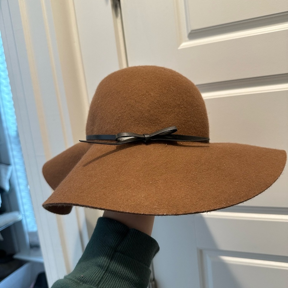 Elegant Brown Floppy Hat with Black Ribbon